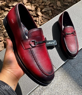 Grant Stone Loafers 227 - Lufiano Slip On: Burgundy