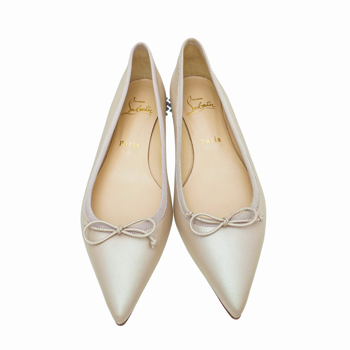 Best Training Shoes For Flat Feet Christian Louboutin Metallic Beige Hall Leather Flat Ballerina 37