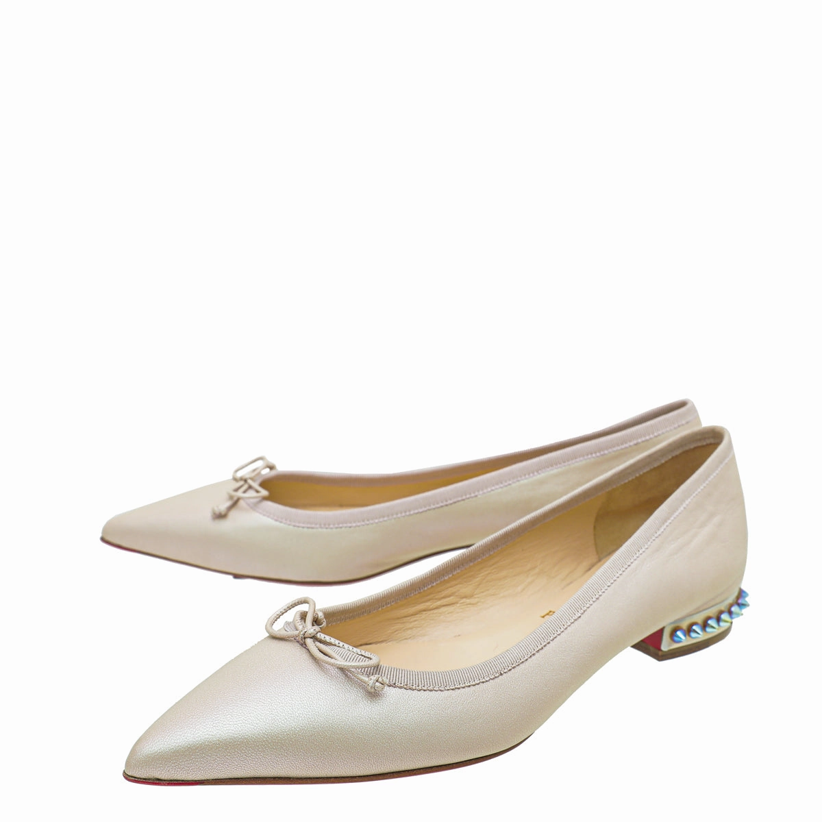 Madewell Shoes Flats Christian Louboutin Metallic Beige Hall Leather Flat Ballerina 37
