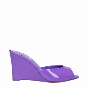 Sandals Slide Sandals Christian Louboutin Purple Leather Wedge Sandals