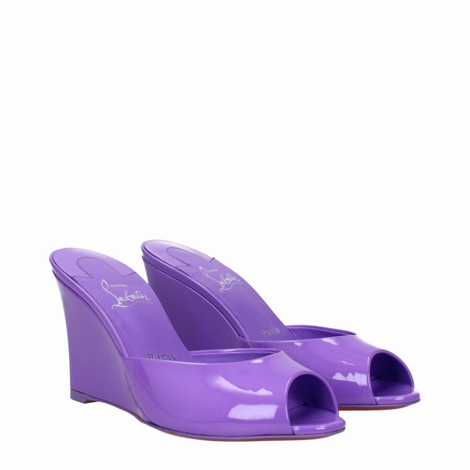 Christian Louboutin Purple Leather Wedge Sandals Sandals For Wedding
