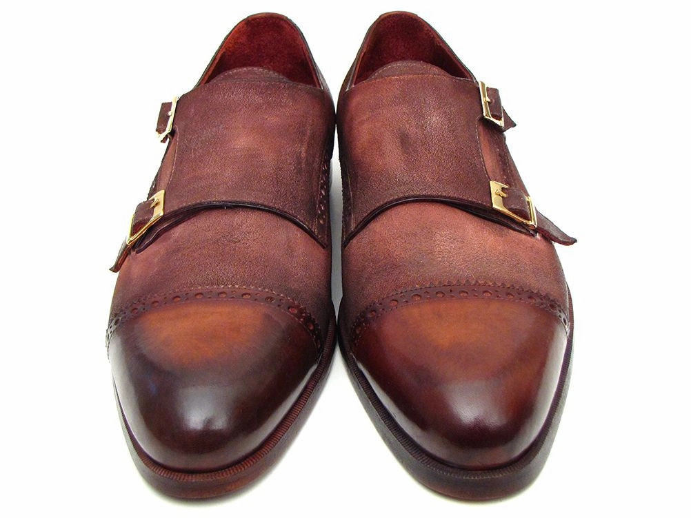 Loafers Slipping Paul Parkman Men's Captoe Double Monkstrap Antique Brown Suede
