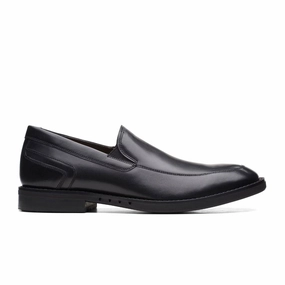 Dress Shoes Casual Clarks Un Hugh Step Slip On Loafer (Men) - Black Leather