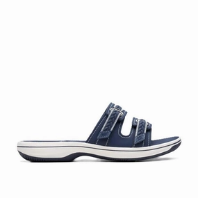 Clarks Women's Breezey Eve H Navy Sandals Sarto Flat Sandals