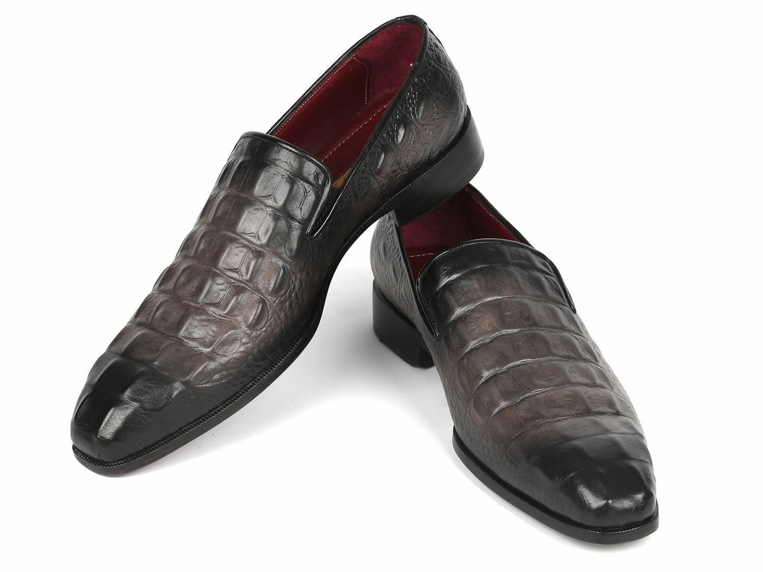 Paul Parkman Gray Crocodile Embossed Calfskin Loafers (ID#5576-GRY) Huaraches Loafers