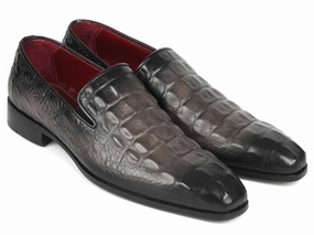 Loafers Sperry Top Sider Paul Parkman Gray Crocodile Embossed Calfskin Loafers (ID#5576-GRY)