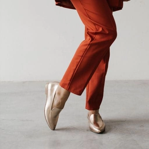 'Erin' vegan slipper flat by Zette Shoes - metallic apricot Cat Flat Shoes