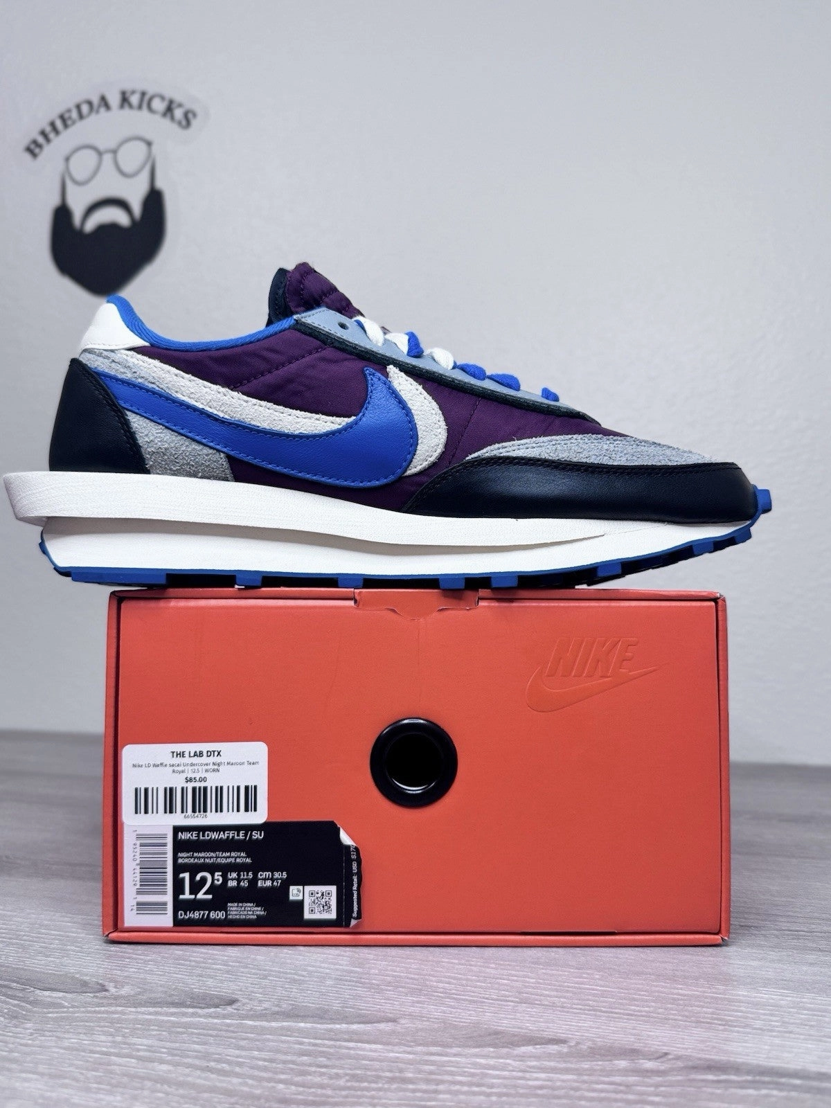 Asics Quantum Lyte Slip-on Sportstyle Shoes Size 12.5 - Nike sacai x Undercover x LDWaffle Night Maroon Team Royal Preowned