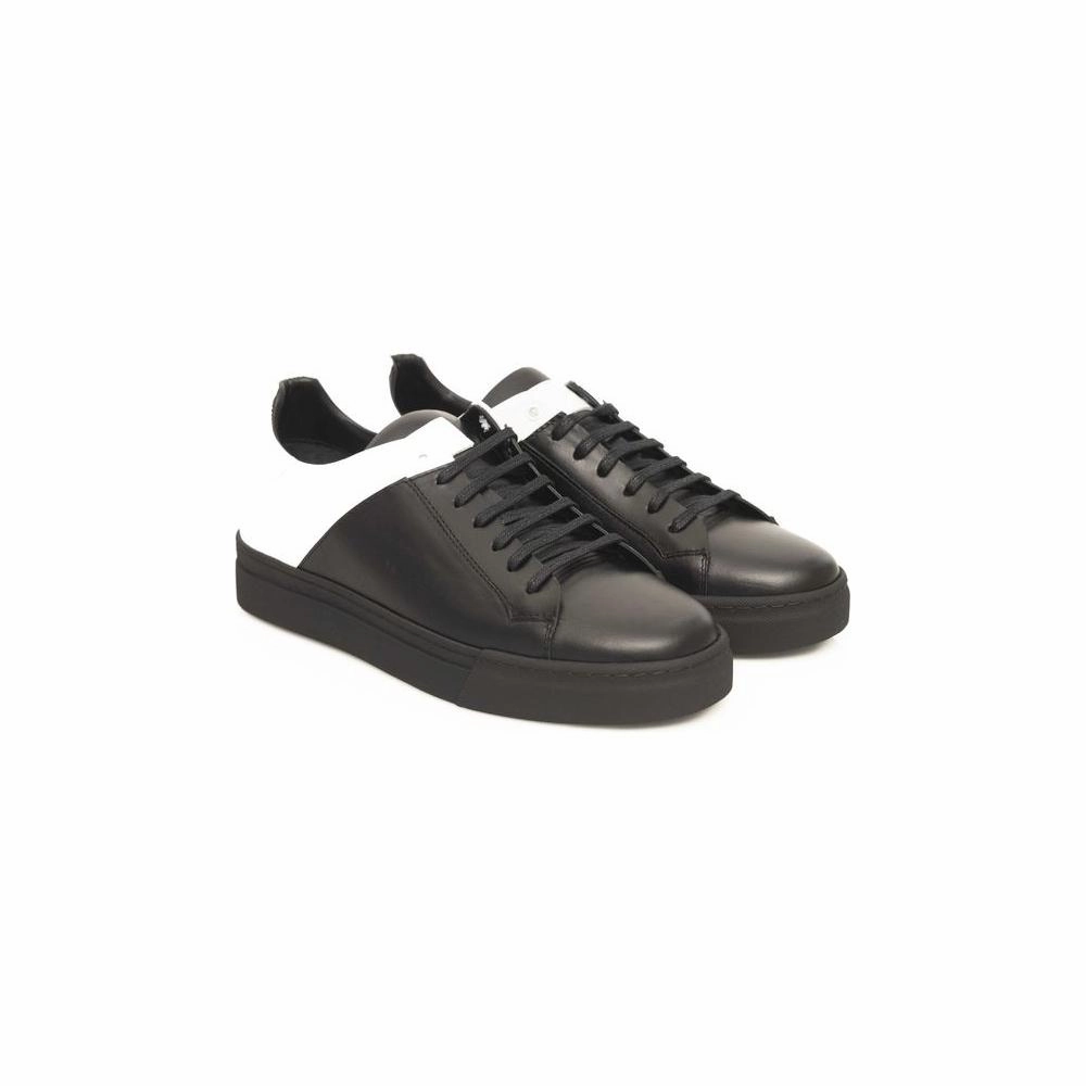 Flat Gold Bridal Shoes Cerruti 1881 Black Cowhide Men Sneaker