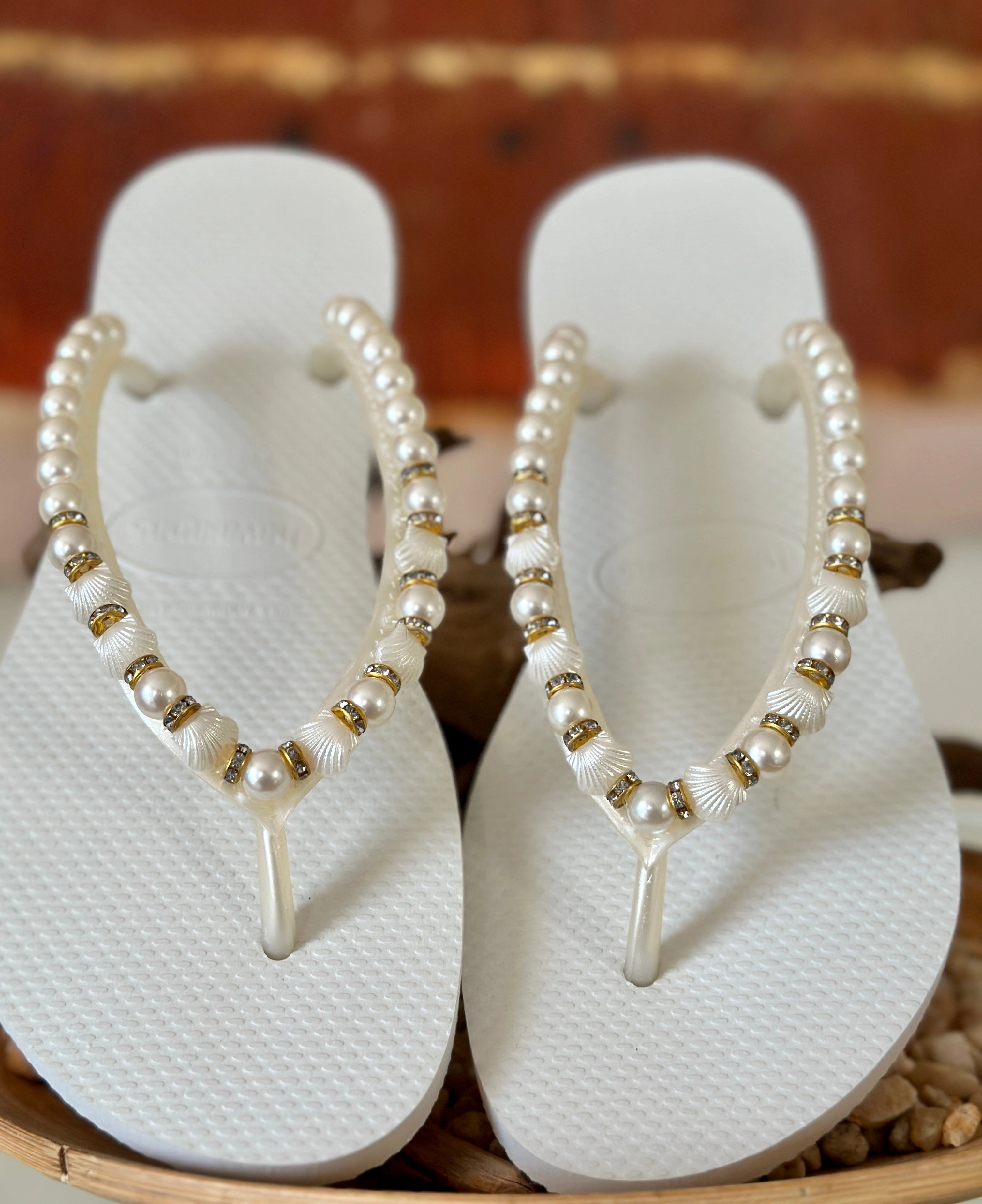 Beach Wedding Flip Flop Shell Pearl Handmade Sandal White Sole Lightweight Summer Coastal Bride Look Elegant Seaside Ocean Inspired Flip Flop Near Me