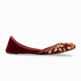 Maroon Fancy Khusa EC8565 Custom Made Shoes For Flat Feet