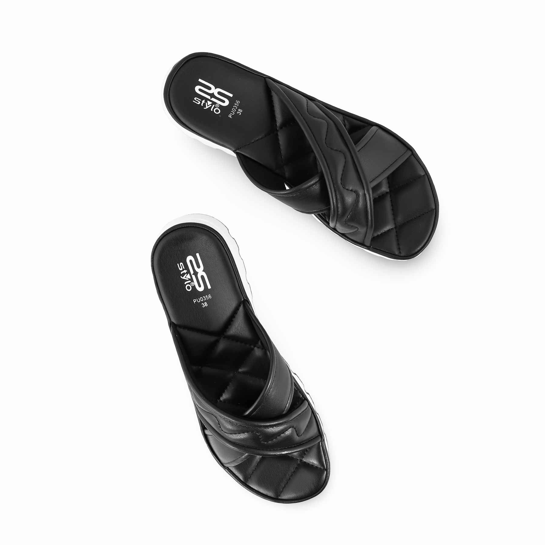 Black Formal Slipper PU0356 Wing Shoes Slippers