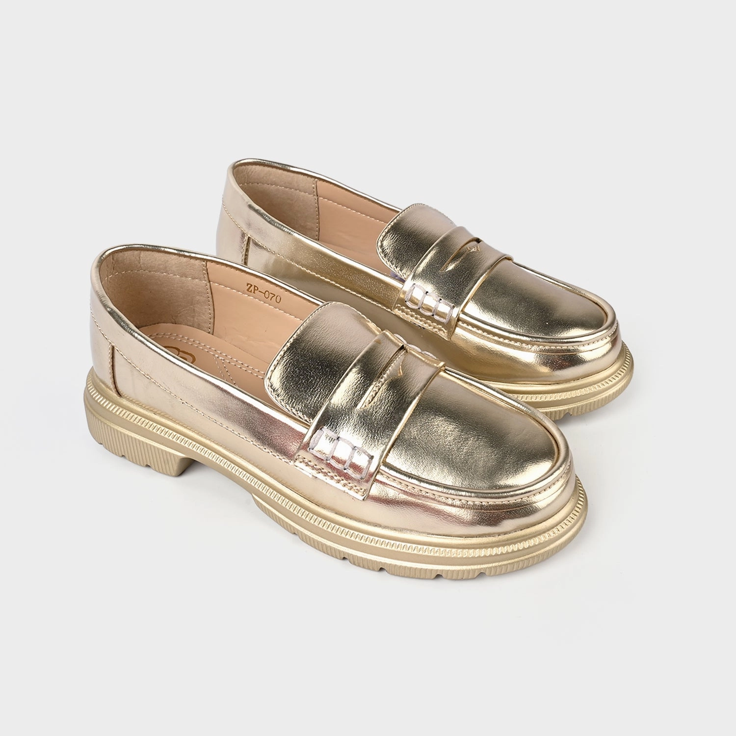 Girls Loafer ZP-070-GOLDEN Low Vamp Loafers