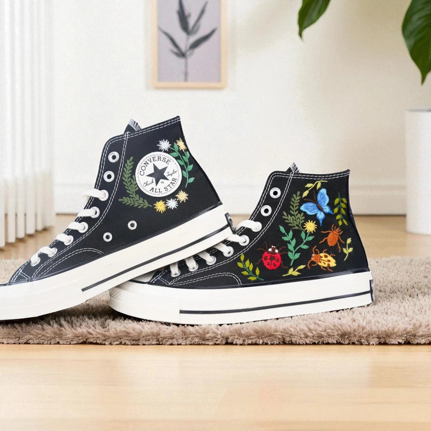 Marshmellow Sneakers Converse Embroidered Bugs Sneakers for Wedding