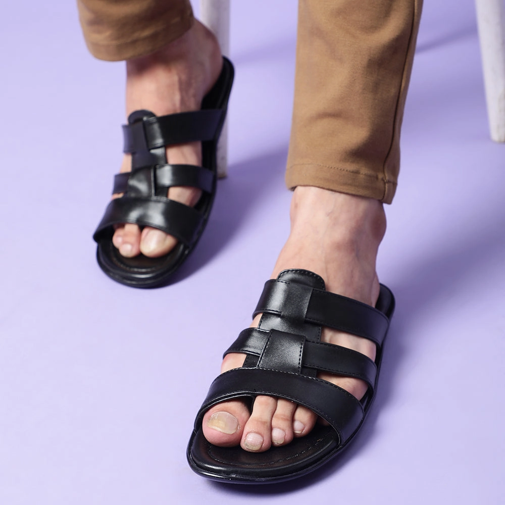 Well Worn Slippers Coolers Casual (Black) Slippers For Men COOL99-3 By Liberty