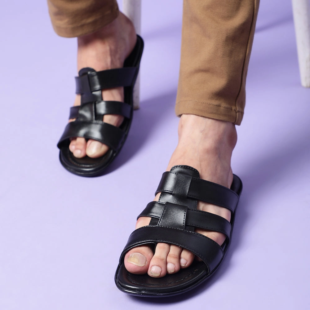 Slippers Bunny Coolers Casual (Black) Slippers For Men COOL99-3 By Liberty