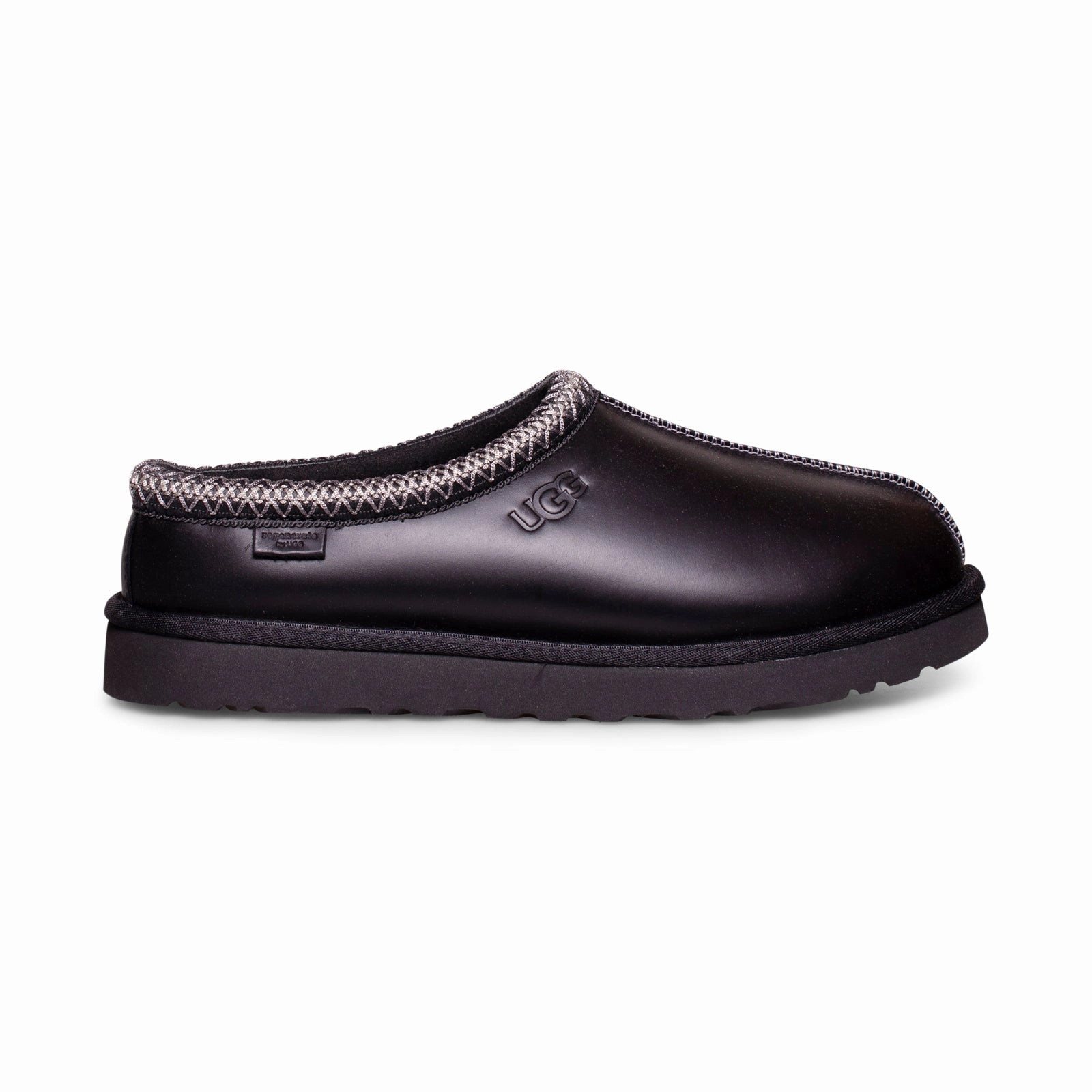 UGG Tasman Leather Regen Black Slippers - Men's Best Arch Support House Slippers