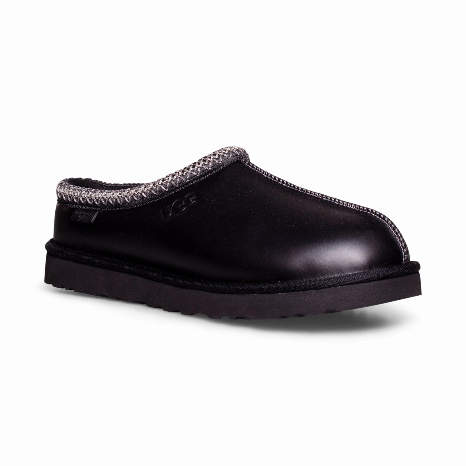 UGG Tasman Leather Regen Black Slippers - Men's Slippers House