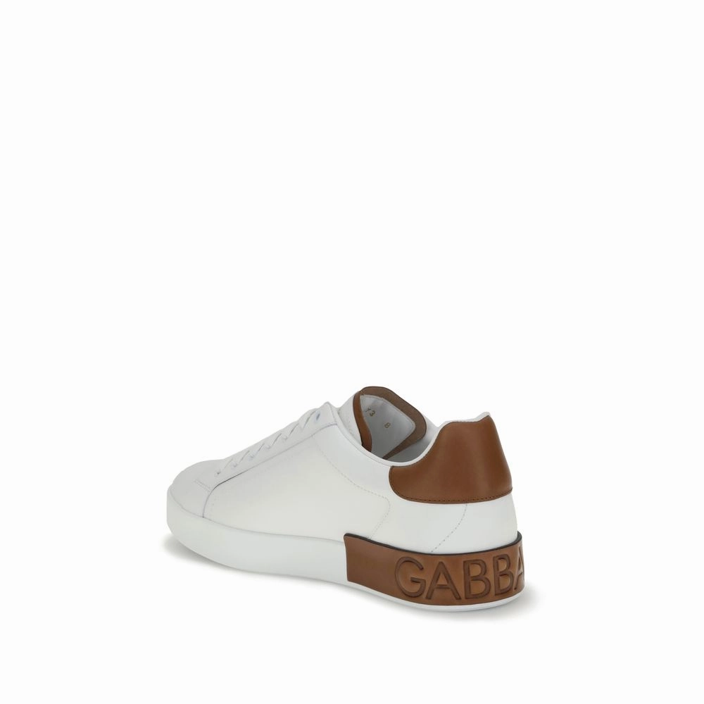 Dolce & Gabbana White Calf Leather Bos Taurus Low Top Sneakers Best Shoes That Can Be Worn Casually