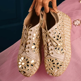 Custom silver gold mirror bridal sneaker platforms. Baby Sneakers