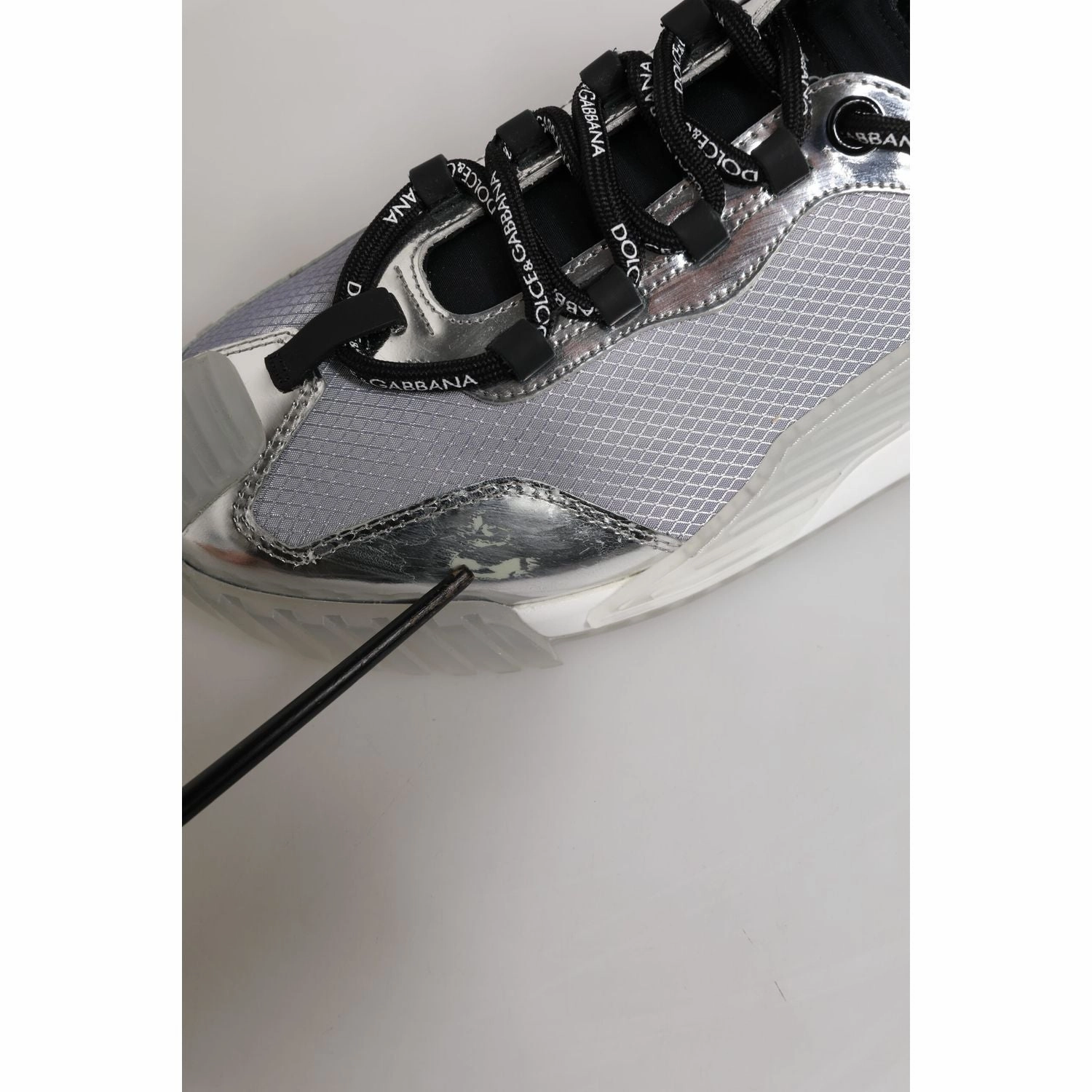 Dolce & Gabbana Silver Black Nylon NS1 Low Top Men Sneakers Shoes Anthony Davis Sneakers