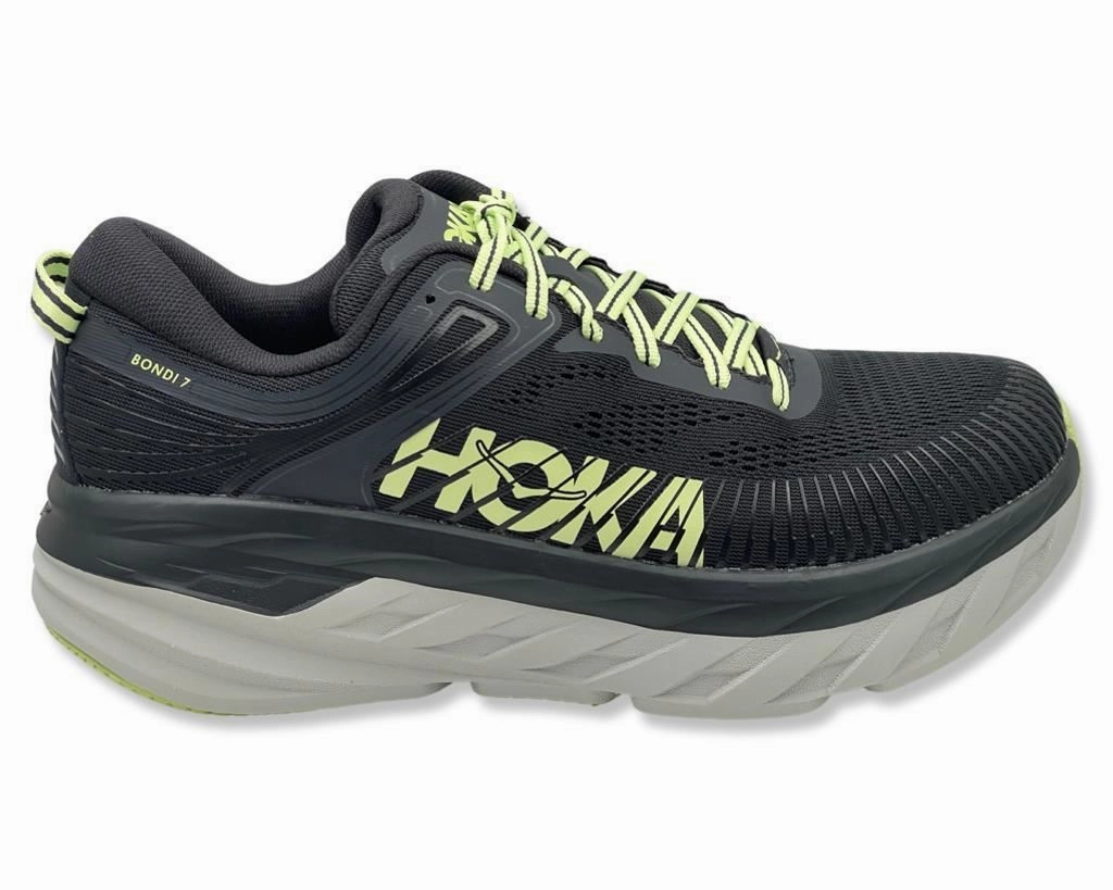 Run Away Shoes Appleton HOKA BONDI 7 Runing Shoes for men's Black\ Neon yellow