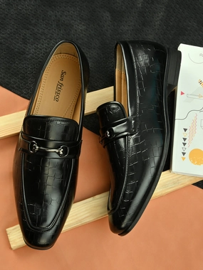 Custom Loafers Dawn Black Buckle Loafers