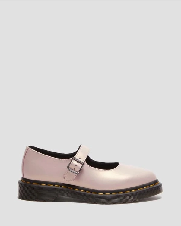 Dr. Martens Elphie Mary Jane Shoe - Powder Pink / Gold Shift Leather Flats Shoes Collection