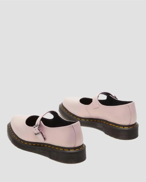 Closed Toe Flat Dress Shoes Dr. Martens Elphie Mary Jane Shoe - Powder Pink / Gold Shift Leather