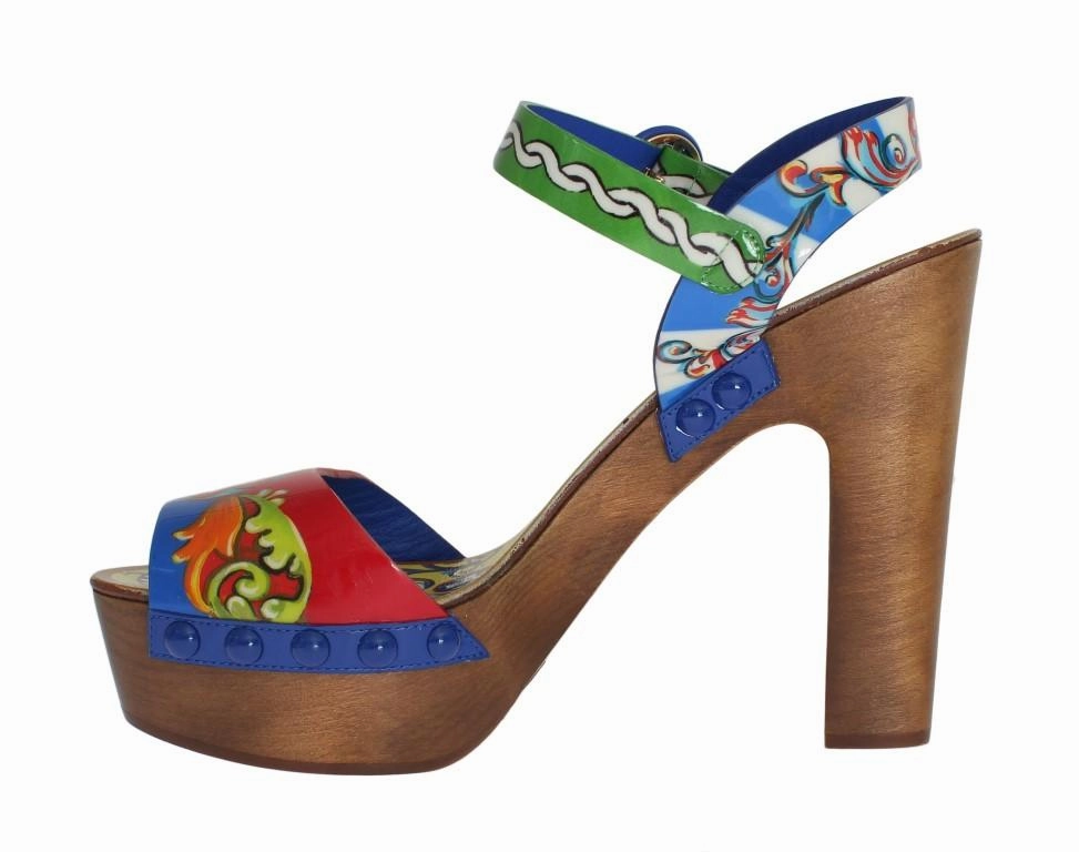 Multicolor Carretto Leather Platform Sandals Bohemian Sandals