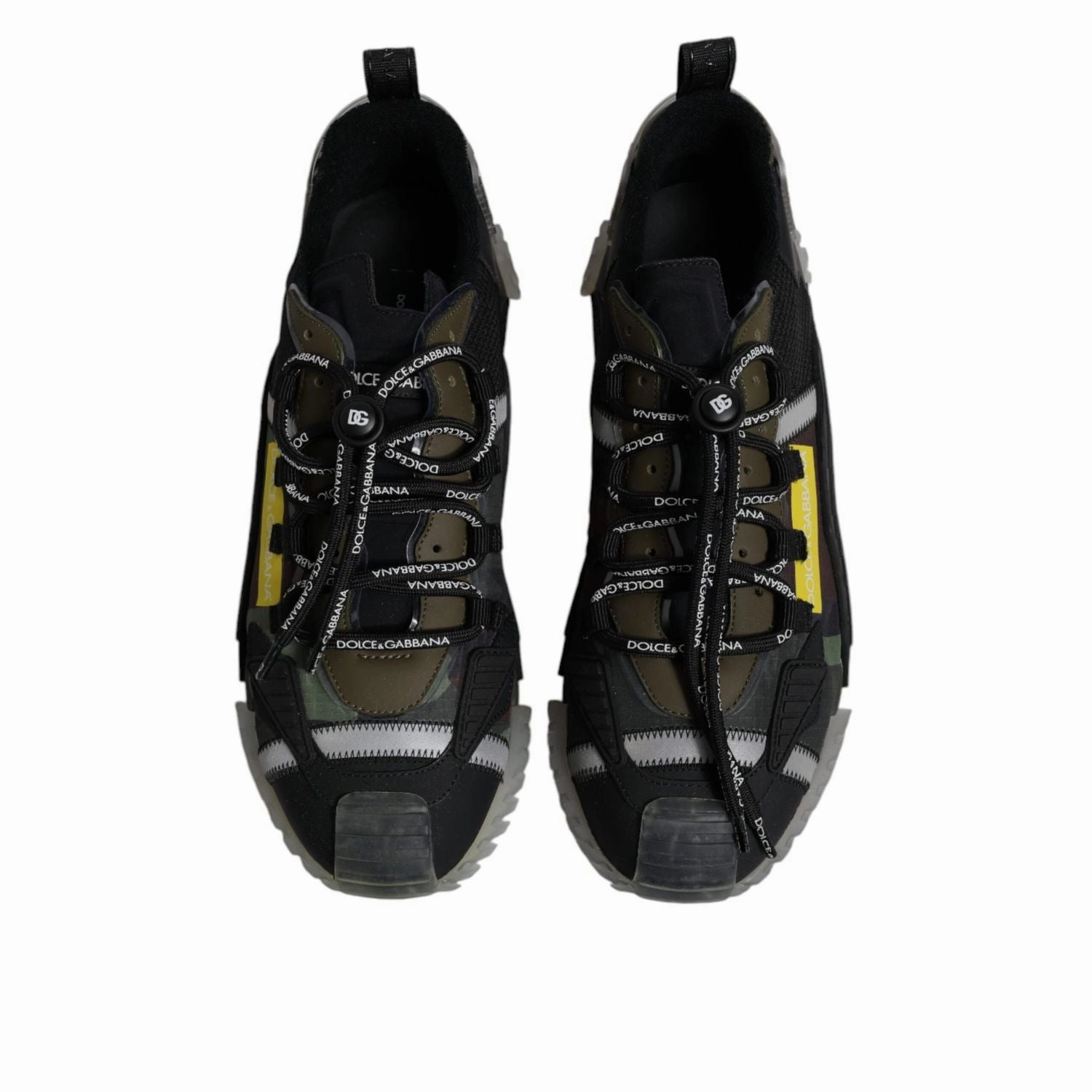 Dolce & Gabbana Black Green Camo NS1 Low Top Sneakers Shoes Sneakers With White