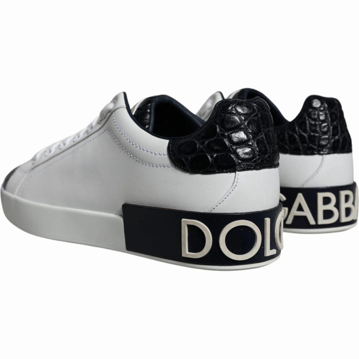 Flat Soft Shoes Dolce & Gabbana Black Leather Logo Portofino Sneaker Shoes