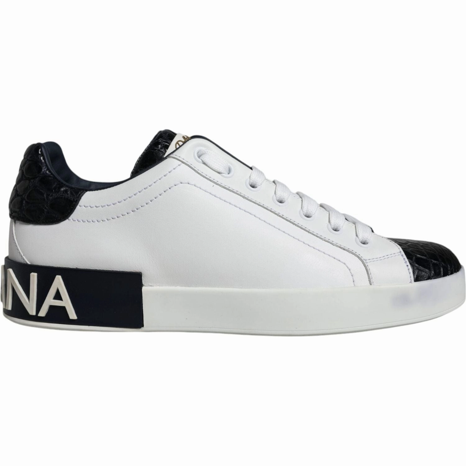 Flat-pedal Shoes Dolce & Gabbana Black Leather Logo Portofino Sneaker Shoes