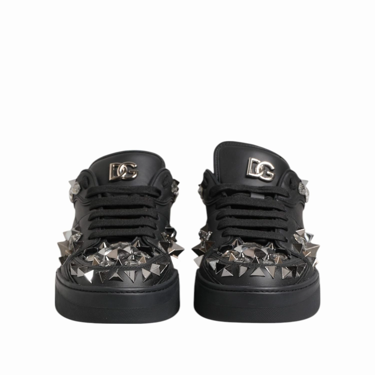 Sneakers Olympics Dolce & Gabbana Black Leather Studded Low Top Sneakers Shoes