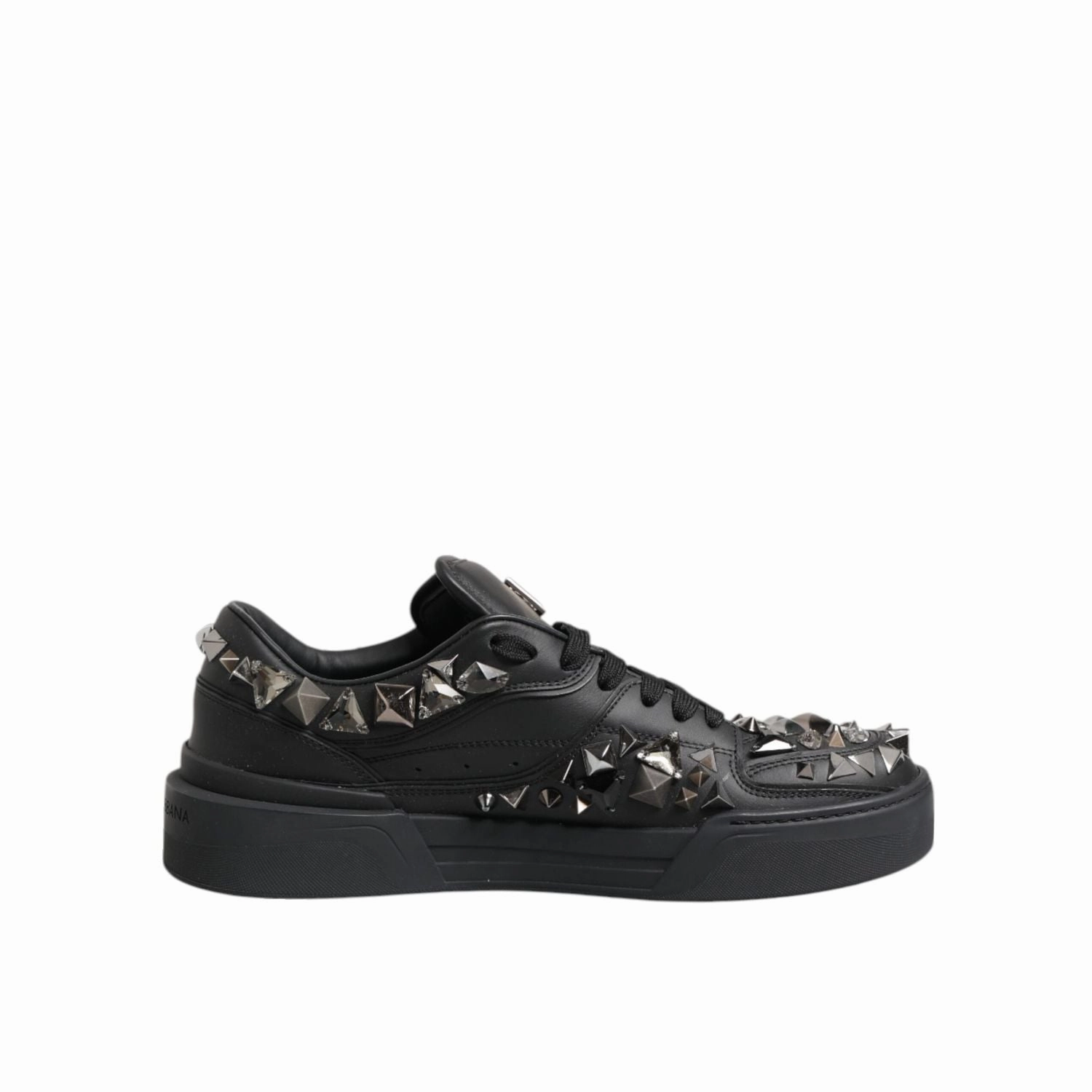 Wear Dress With Sneakers Dolce & Gabbana Black Leather Studded Low Top Sneakers Shoes