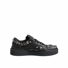 Dolce & Gabbana Black Leather Studded Low Top Sneakers Shoes Size 11 Sneakers