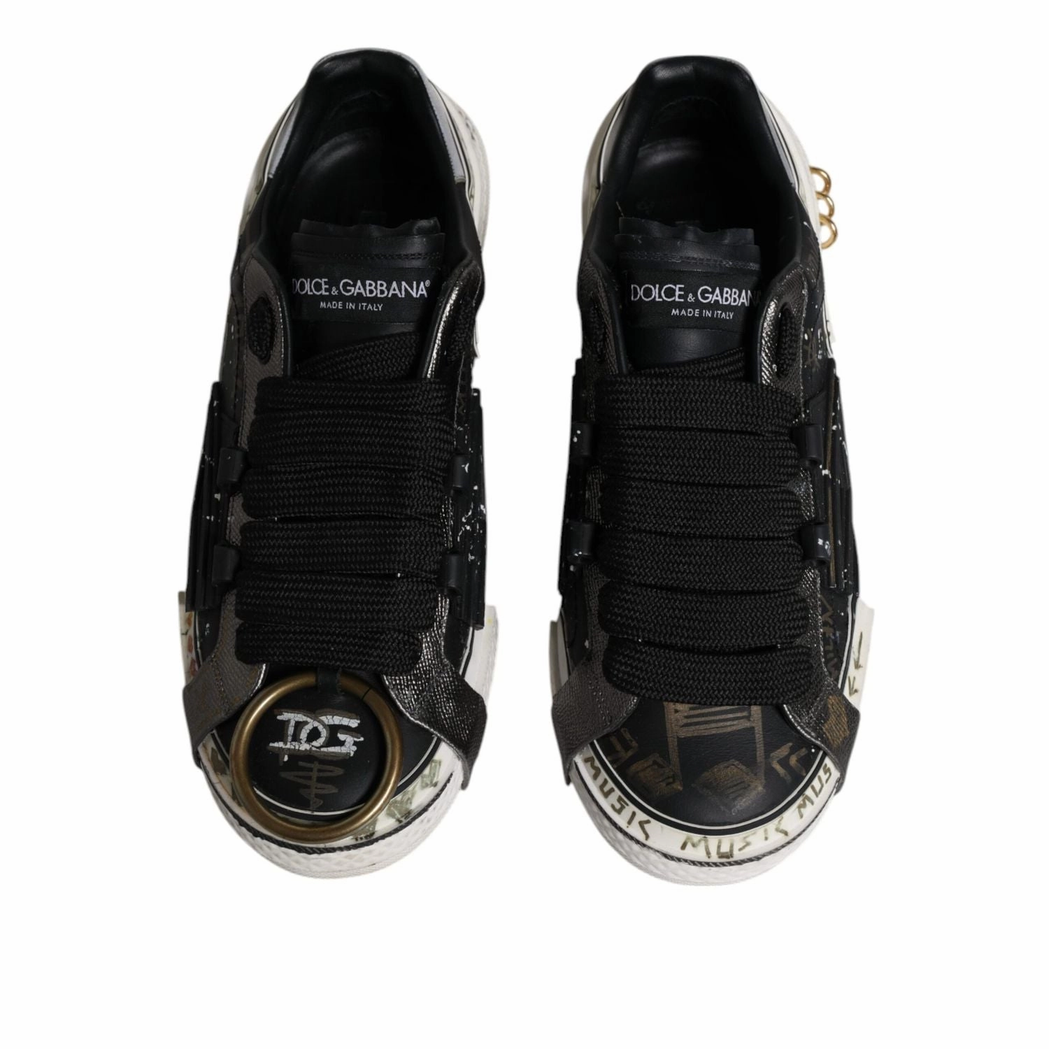 Dolce & Gabbana Black White Portofino Low Top Sneakers Shoes Best Boxing Sneakers