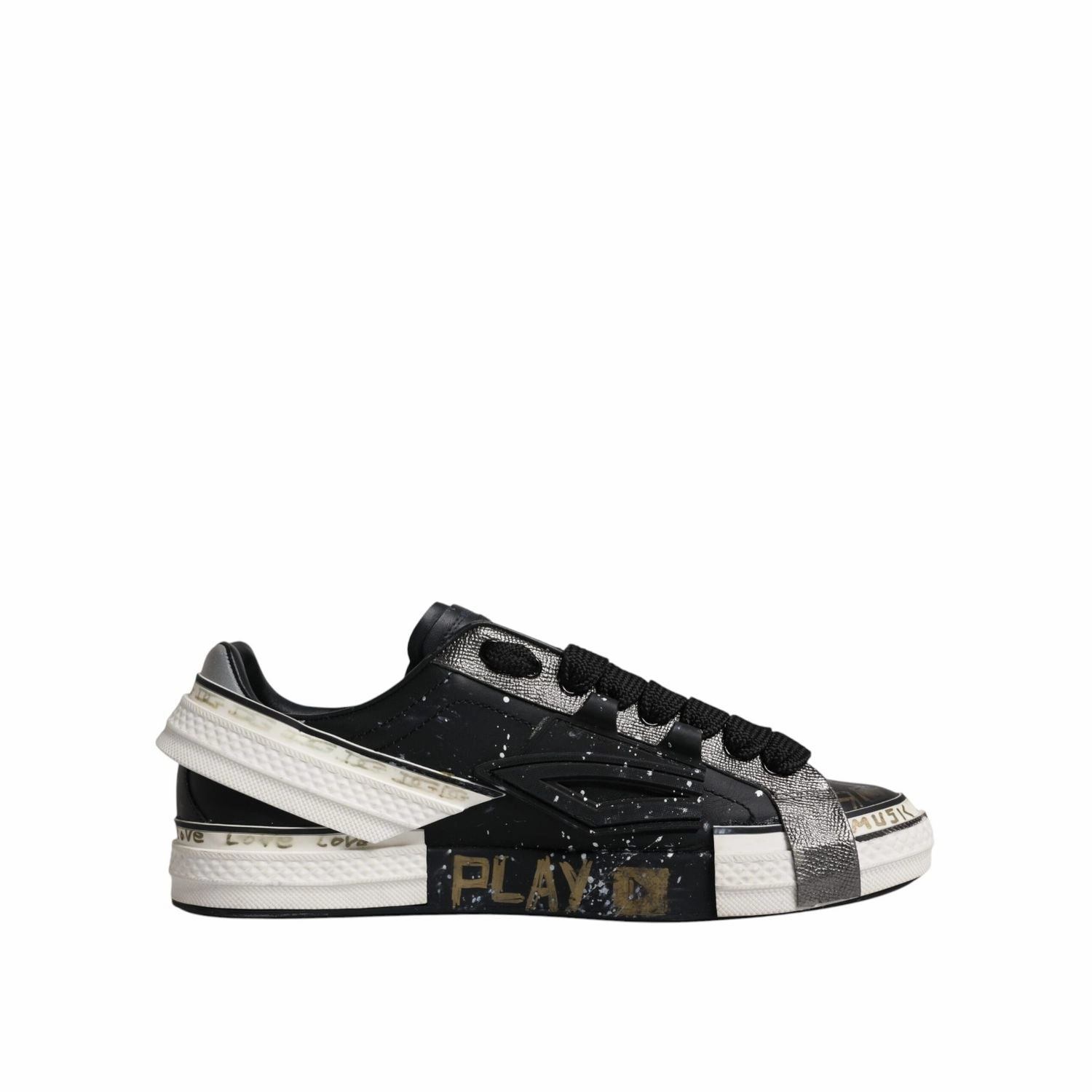 Dolce & Gabbana Black White Portofino Low Top Sneakers Shoes Shorts Sneakers