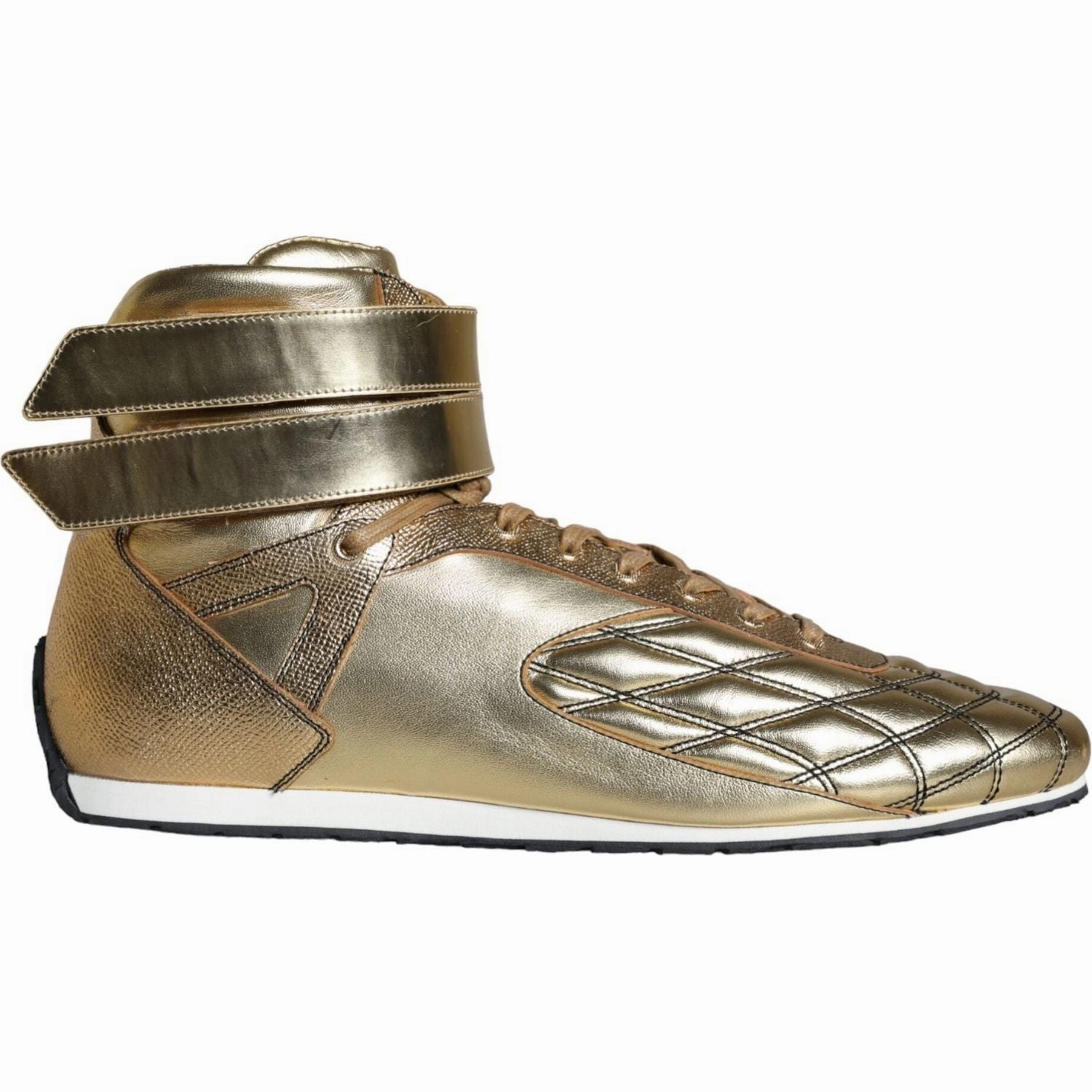 Flat Track Steel Shoe Dolce & Gabbana Gold Leather Sartoria High Top Sneakers Shoes