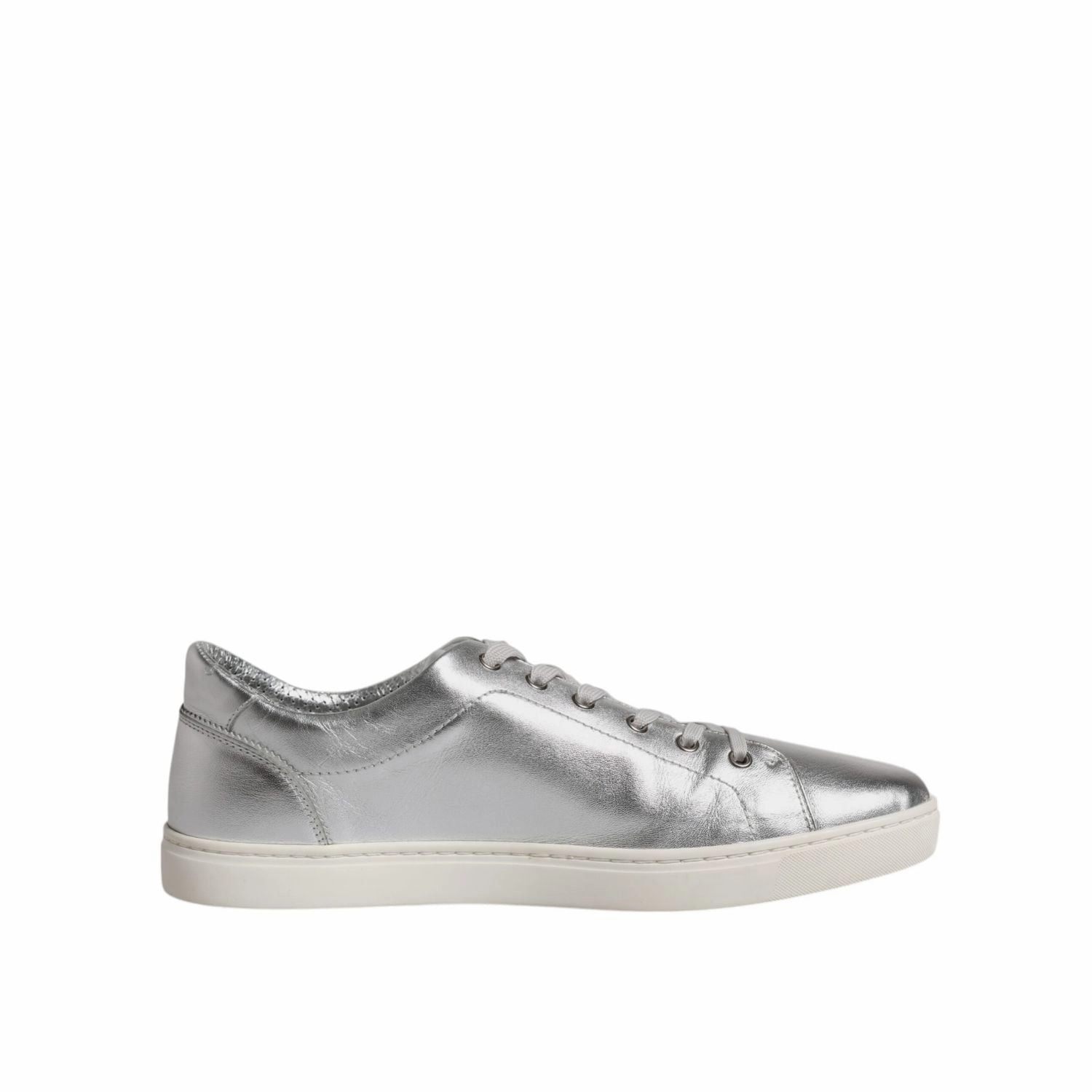 Dolce & Gabbana Silver London Low Top Leather Sneakers Shoes Comfortable Leather Flat Shoes