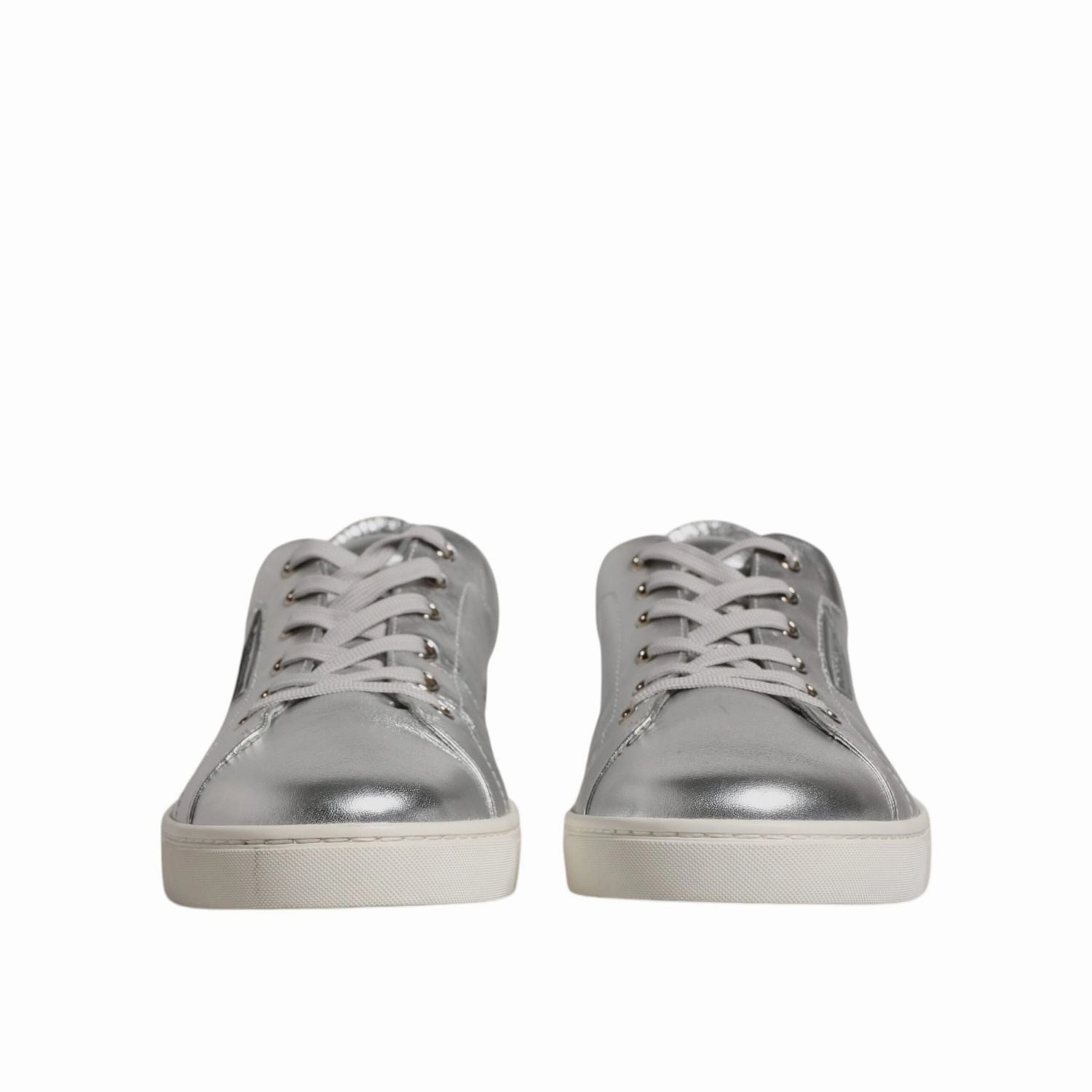 Dolce & Gabbana Silver London Low Top Leather Sneakers Shoes Flat Shoes Suede