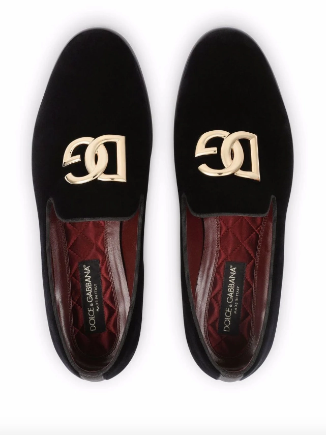 Slippers Hot Weather Dolce & Gabbana velvet slippers with DG logo