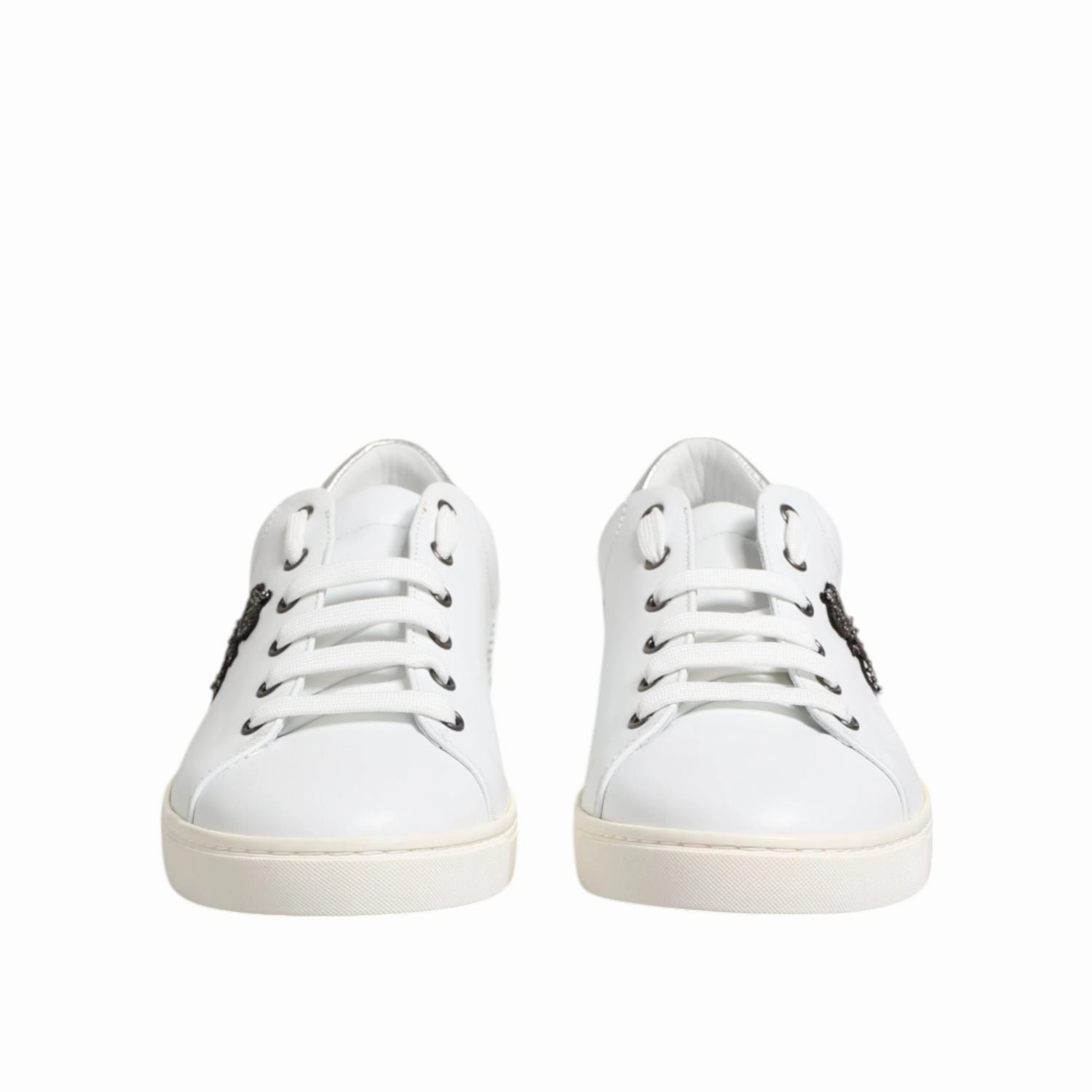 Vagabond Sneakers Dolce & Gabbana White Crown Bee Leather Low Top Sneakers Shoes