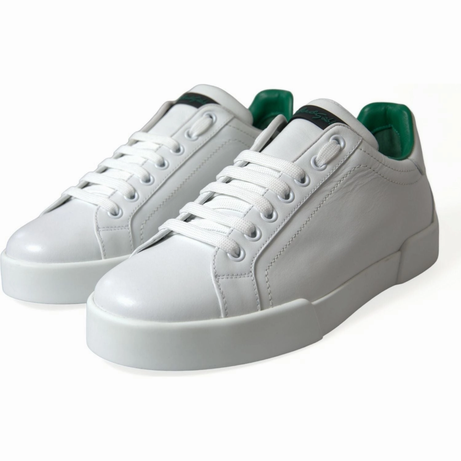 Dolce & Gabbana White Green Leather Portofino Sneakers Shoes Flat Feet Shoe Inserts