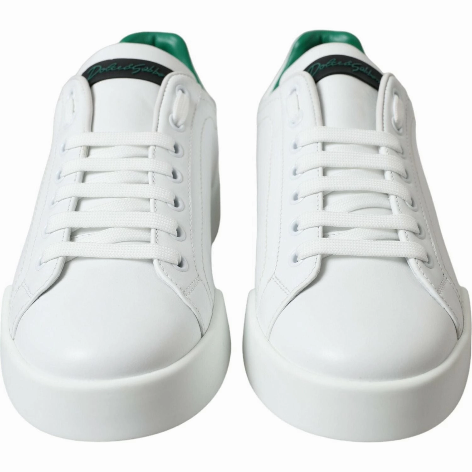 Shoes Woven Flats Dolce & Gabbana White Green Leather Portofino Sneakers Shoes
