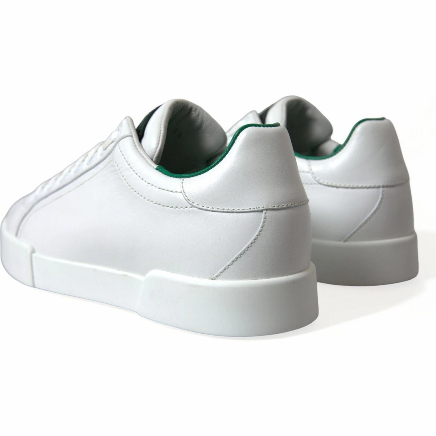 Dolce & Gabbana White Green Leather Portofino Sneakers Shoes Cloth Shoes Flats