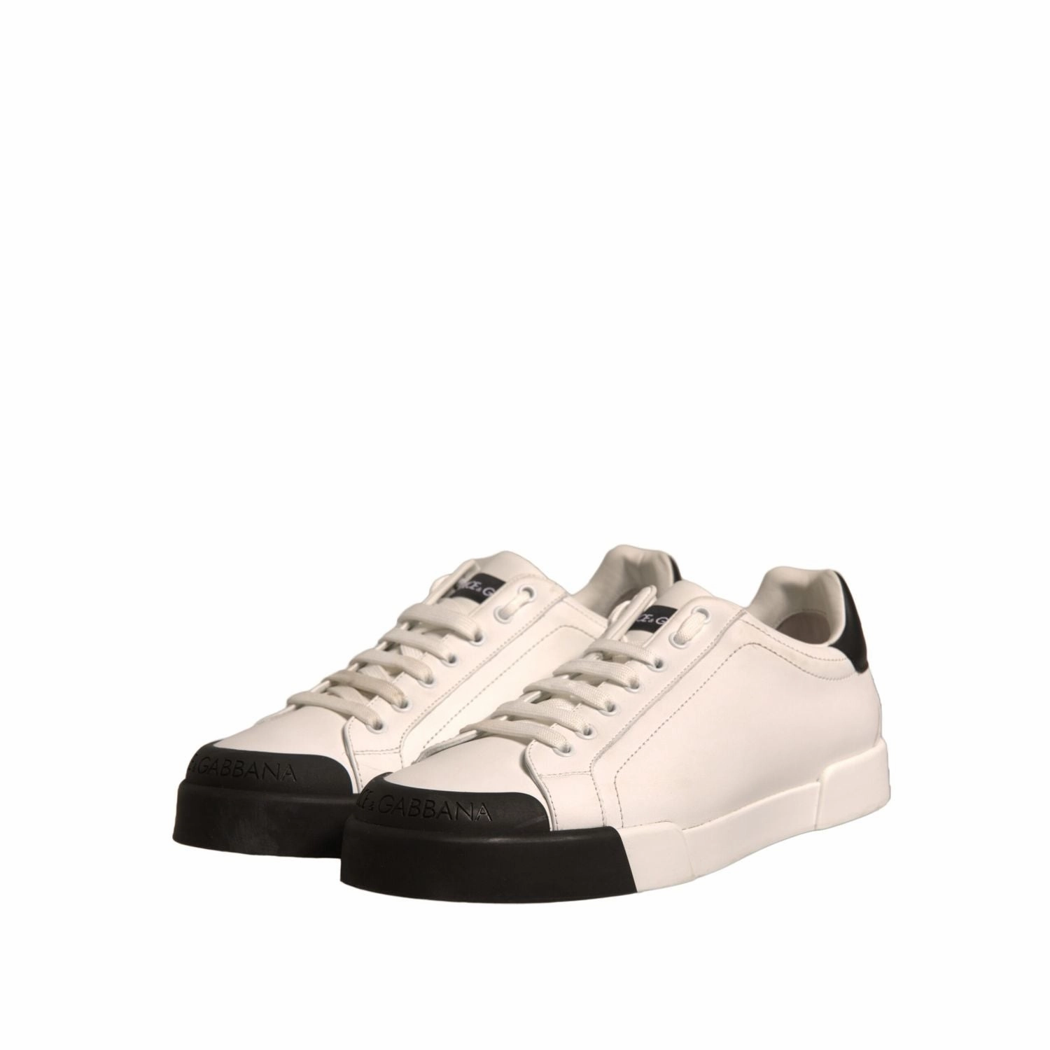 White Basketball Sneakers Dolce & Gabbana White Leather Logo Portofino Sneakers Shoes