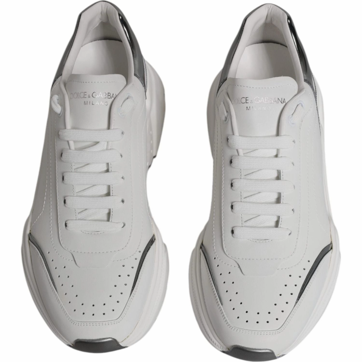 Best Sneakers For Treadmill Walking Dolce & Gabbana White Silver DAYMASTER Leather Sneakers Shoes