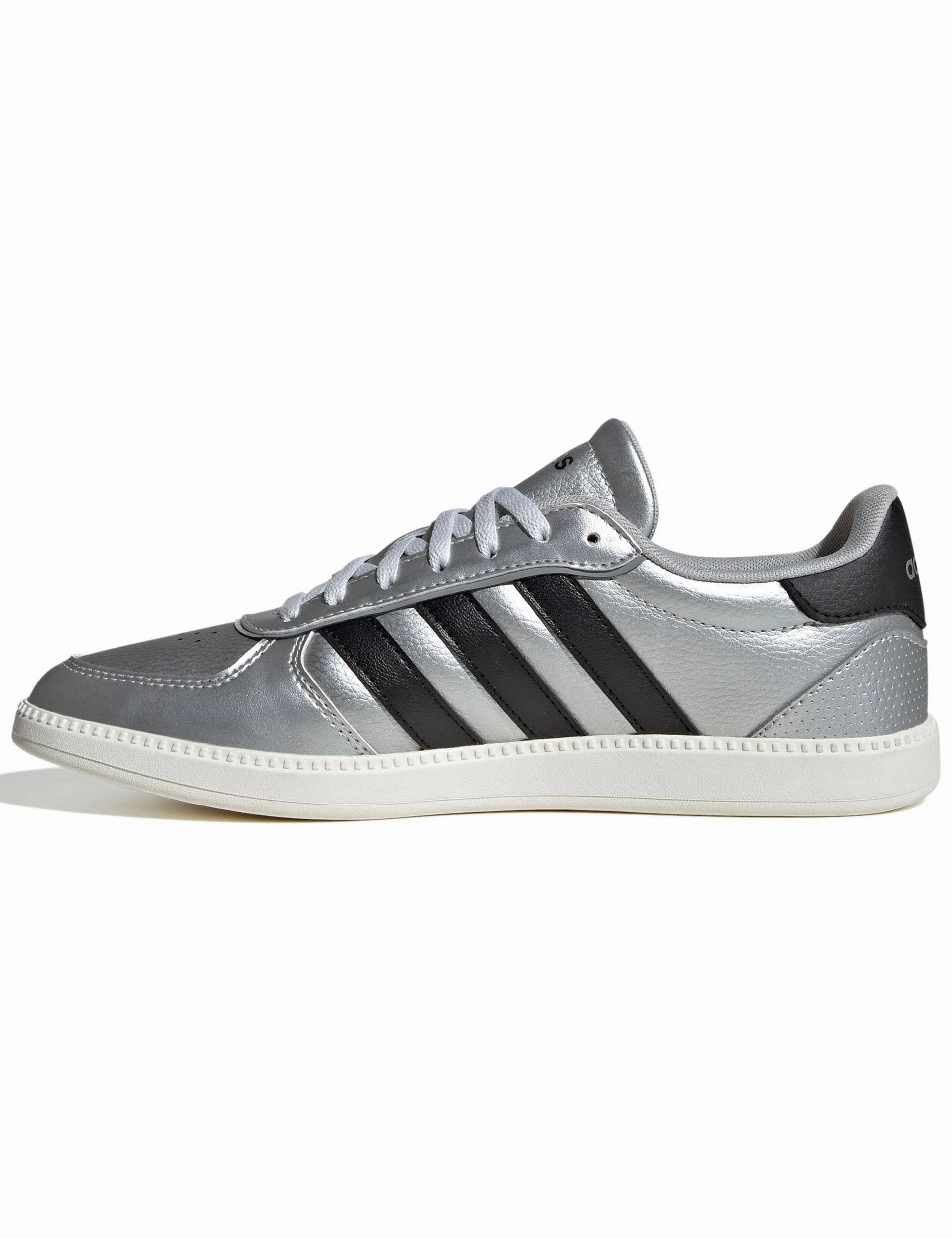 Breaknet Sleek Shoes - Matte Silver/Core Black/Off White Adidas Hoop Shoes