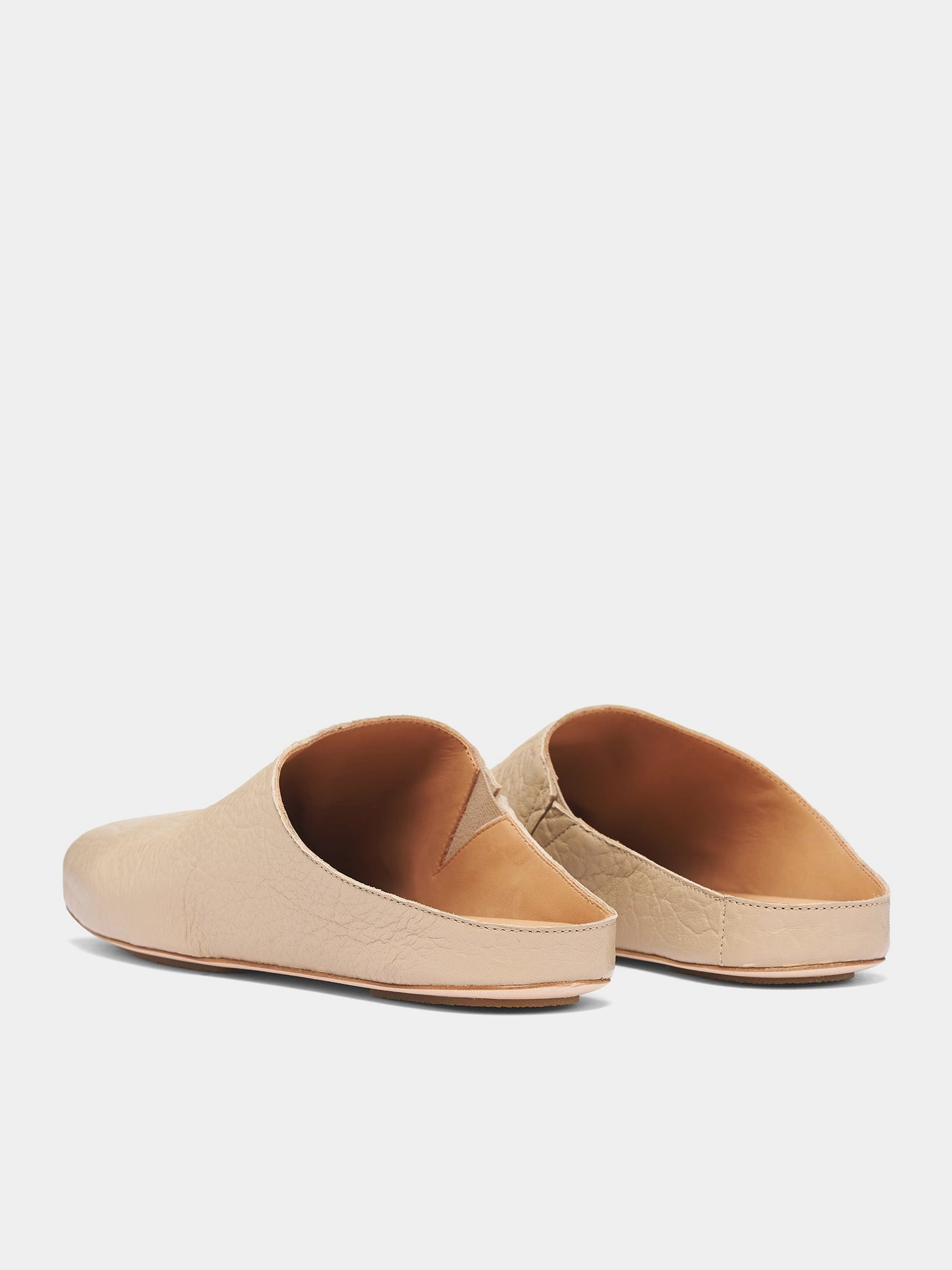 Folding Travel Slippers Off-White Leather Ballet Slippers (US9592-UW101-OFFWHITE)